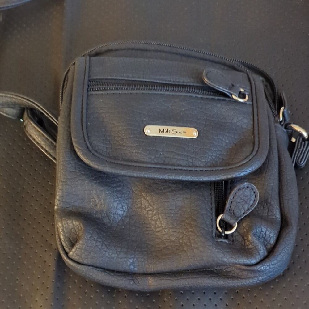 MultiSac Black Crossbody‎ Bag | Multi Pocket Organizer Travel Purse